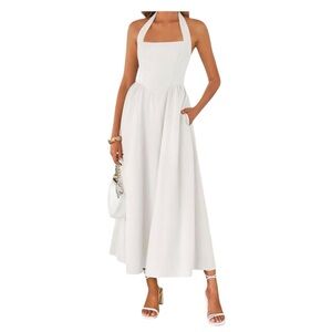 NWT Chic White Halter Maxi Dress